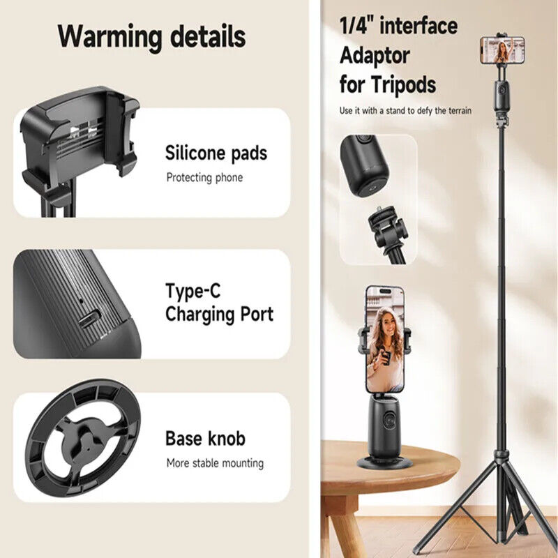 AI 360° Gimbal Stabilizer Selfie Stick Face Tracking Tripod for Mobile Phone