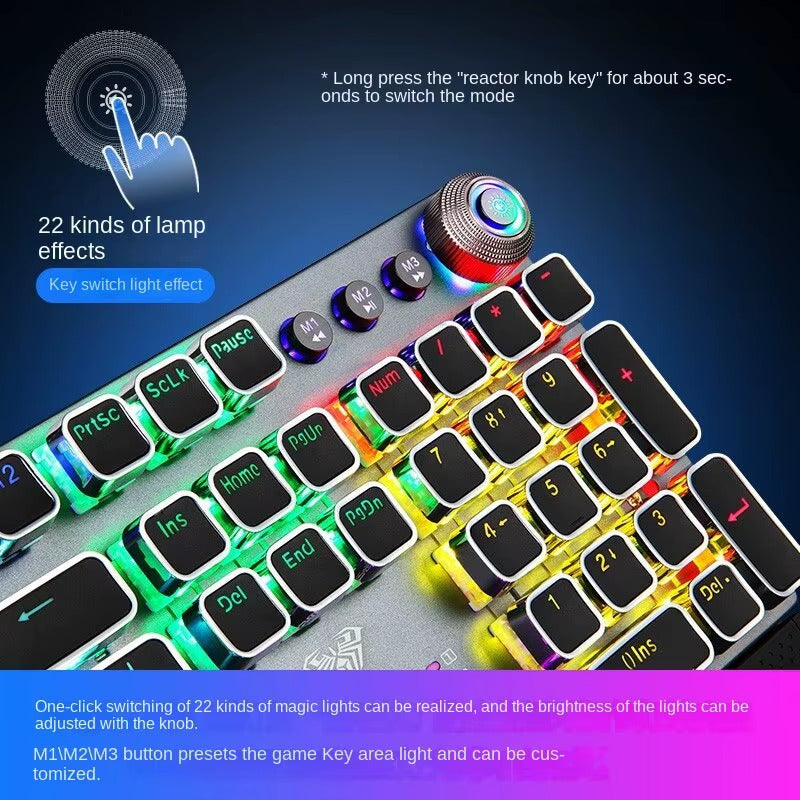 Wired Mechanical Keyboard 104 keys Blue Switch, 22 Mixed Backlight Design