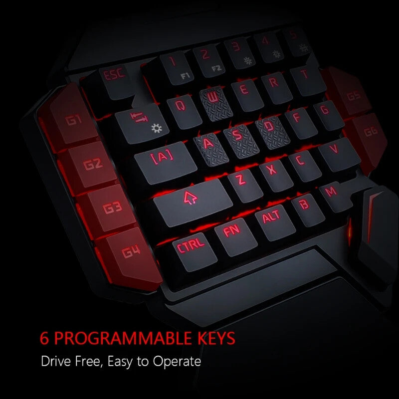 Wired Gaming Keyboard Single Hand 35 Keys RGB Backlight Anti-Ghosting