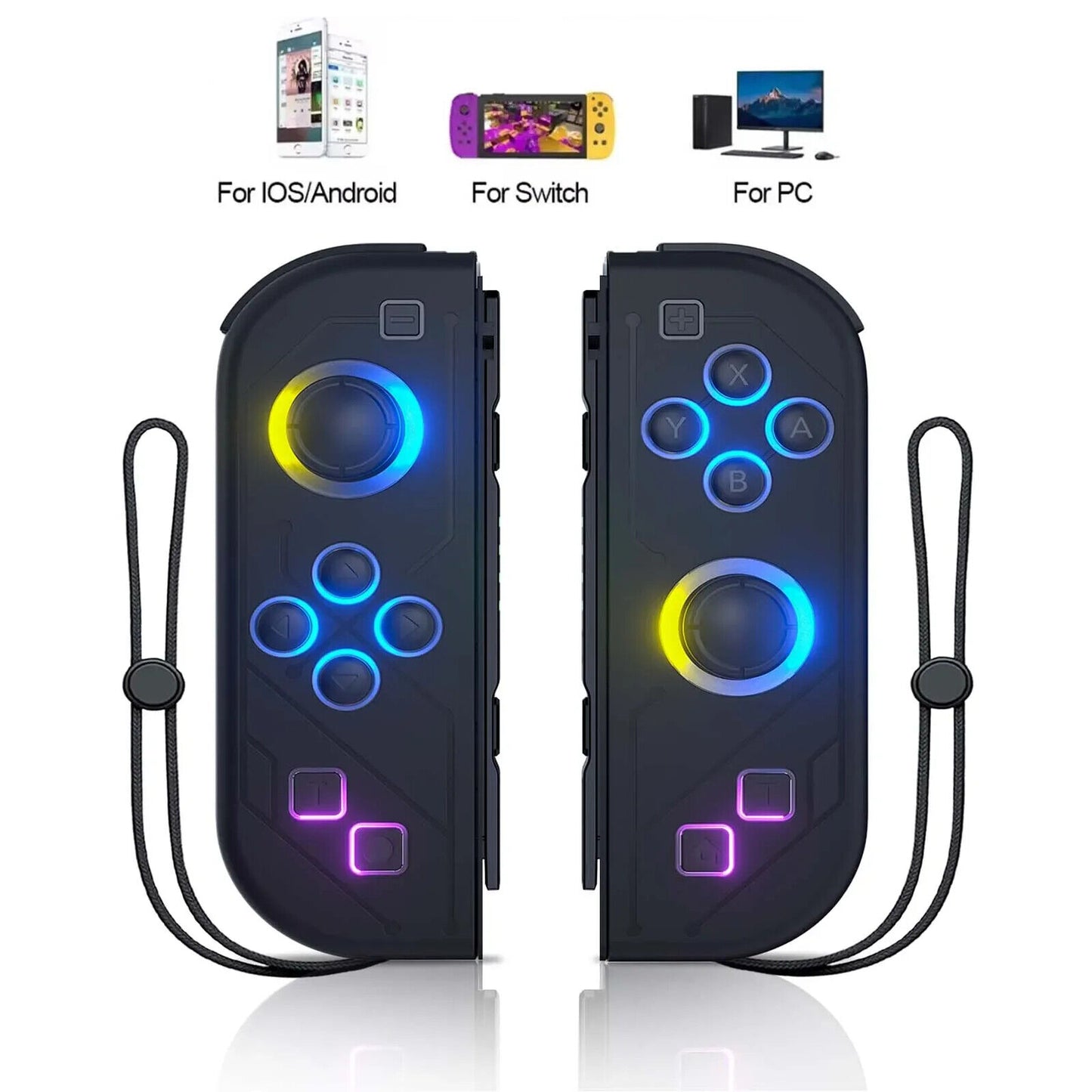 Wireless RGB Joypad Gamepad Controller Grip for Nintendo Switch Turbo Mode