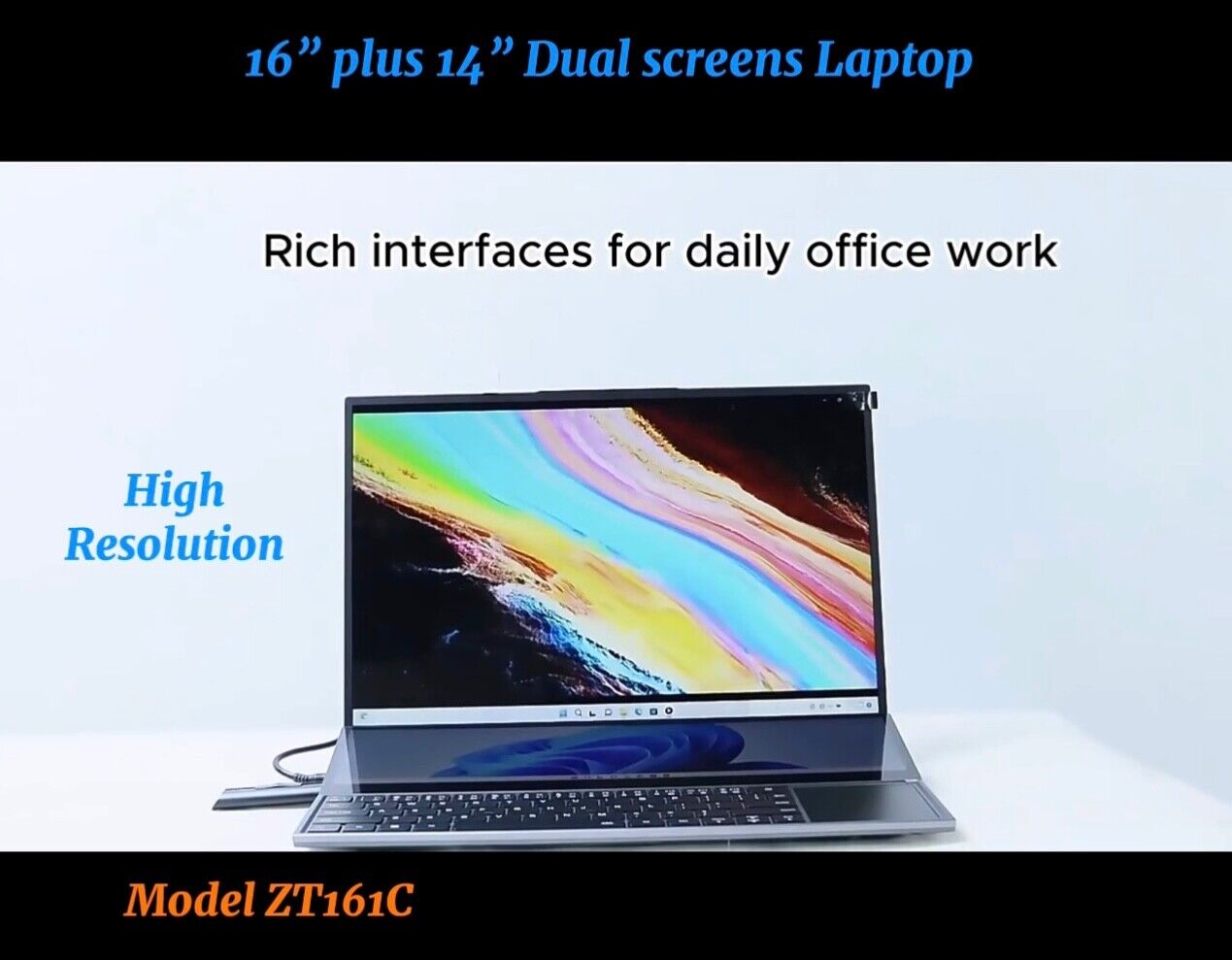 ZeeTec DUAL SCREEN 16" plus 14" LAPTOP COMPUTER Intel I7 9th Gen 16GB 512GB
