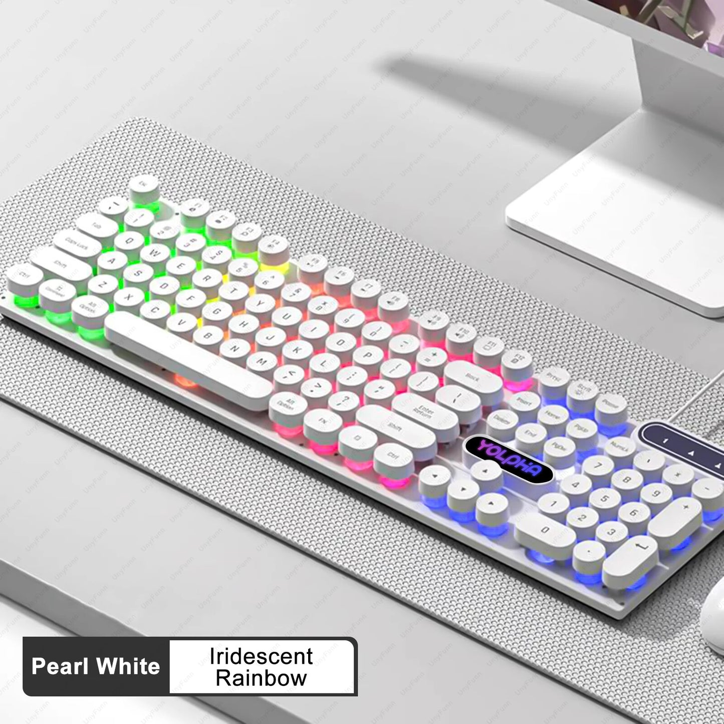 WIRED KEYBOARD 104 Keys RGB BACKLIT GAMING ERGONOMIC Colorful Magical Punk Cap