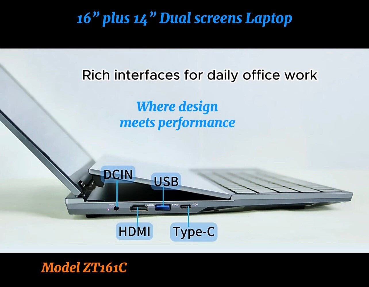 ZeeTec DUAL SCREEN 16" plus 14" LAPTOP COMPUTER Intel I7 9th Gen 16GB 512GB