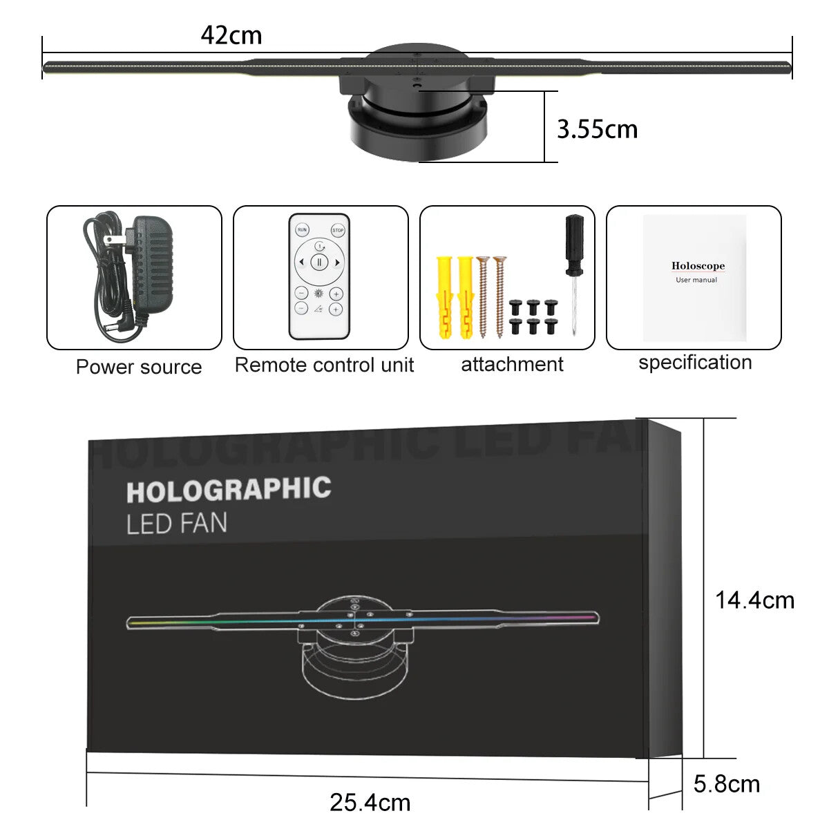HOLOGRAM FAN PROJECTOR 3D HD BIG 42CM 244 LED HOLOGRAPHIC BLUETOOTH with SD CARD