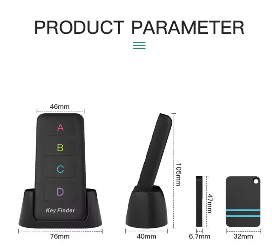 Wireless RF Key Finder Pet Wallet Tracker | 1 Remote + 4 Receivers Locator