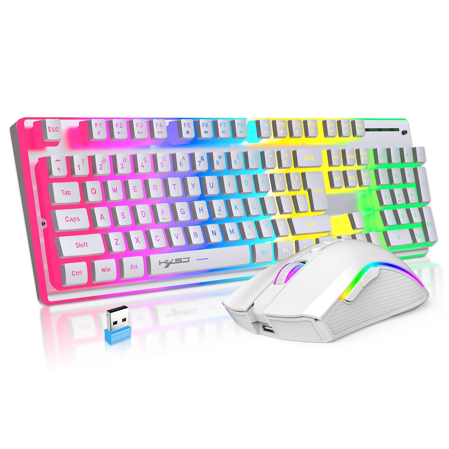 Wireless Keyboard Mouse 104 Keys Translucent Design 6 awesome Backlight 4000 DPI
