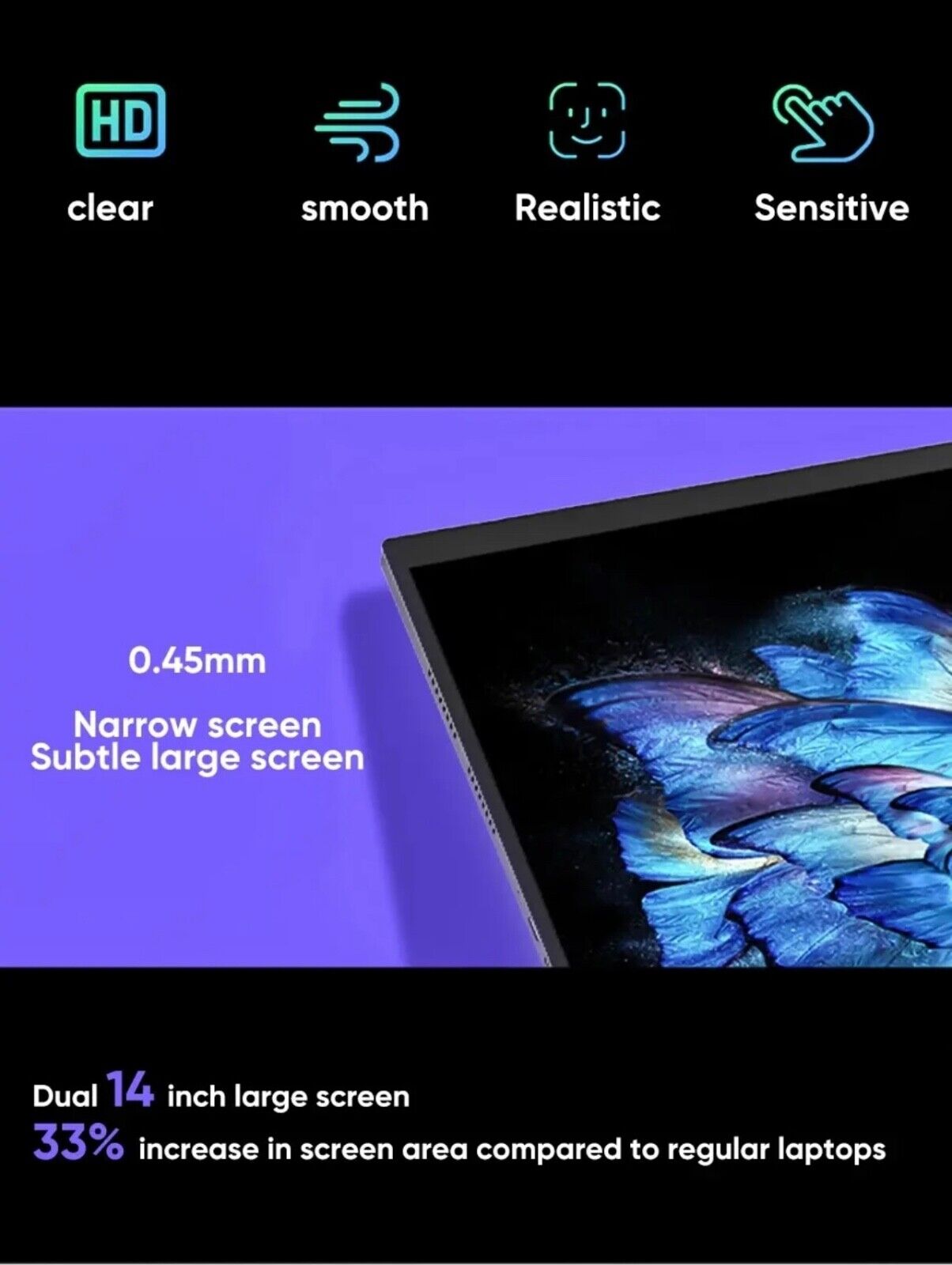 ZeeTec 14" DUAL SCREEN LAPTOP COMPUTER 360 Degrees Flip Intel N95 16GB 512GB SSD