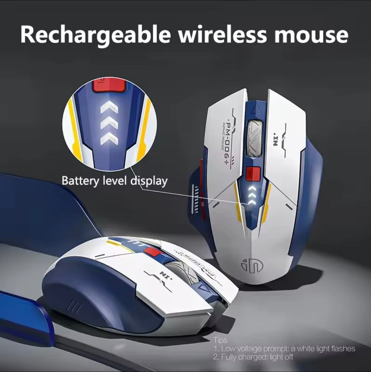 Inphic F9 Silent Wireless Mouse Rechargeable w/ Battery Display for PC/Laptop