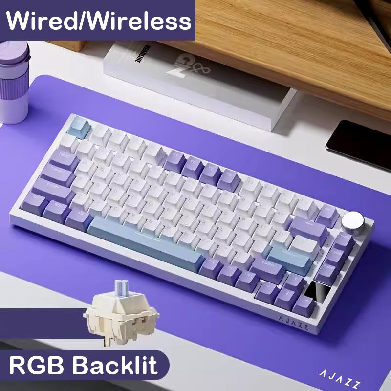 AJAZZ AK820 Pro Mechanical Gaming Keyboard TFT Screen RGB Tri-Mode Wired 2.4G Bluetooth