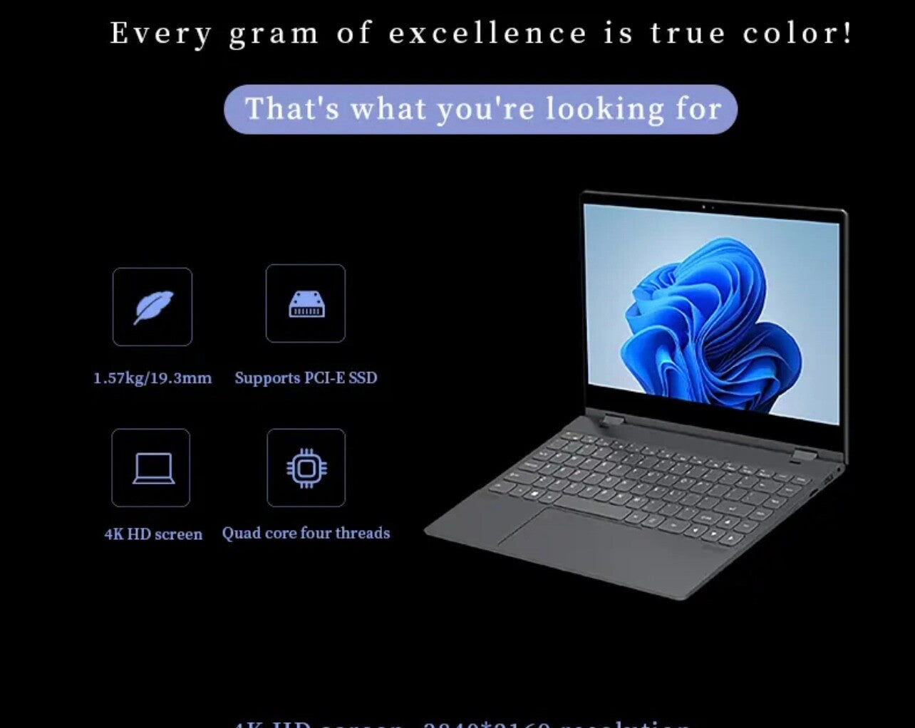 ZeeTec 14" 2 in 1 LAPTOP COMPUTER YOGA 360 DEGREE FLIP Intel N100 16GB RAM 512GB