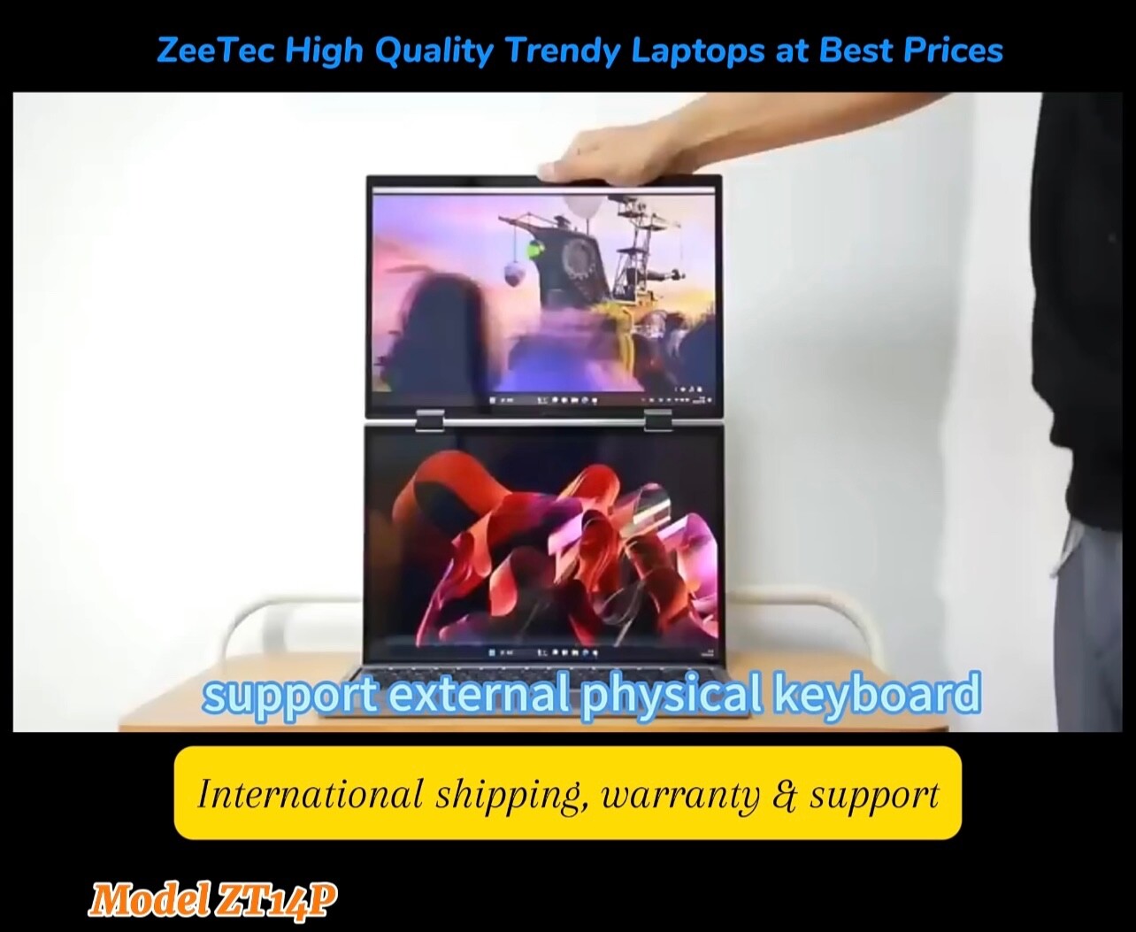 ZeeTec 14" DUAL SCREEN LAPTOP COMPUTER 360 Degrees Flip Intel N95 16GB 512GB SSD