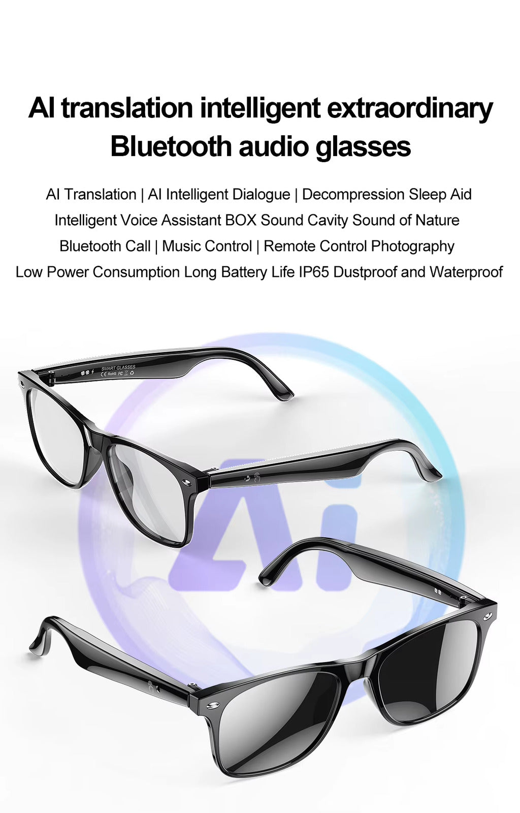 Smart Translator Glasses β Real-Time AI Voice & Text Translation, Multi-Language