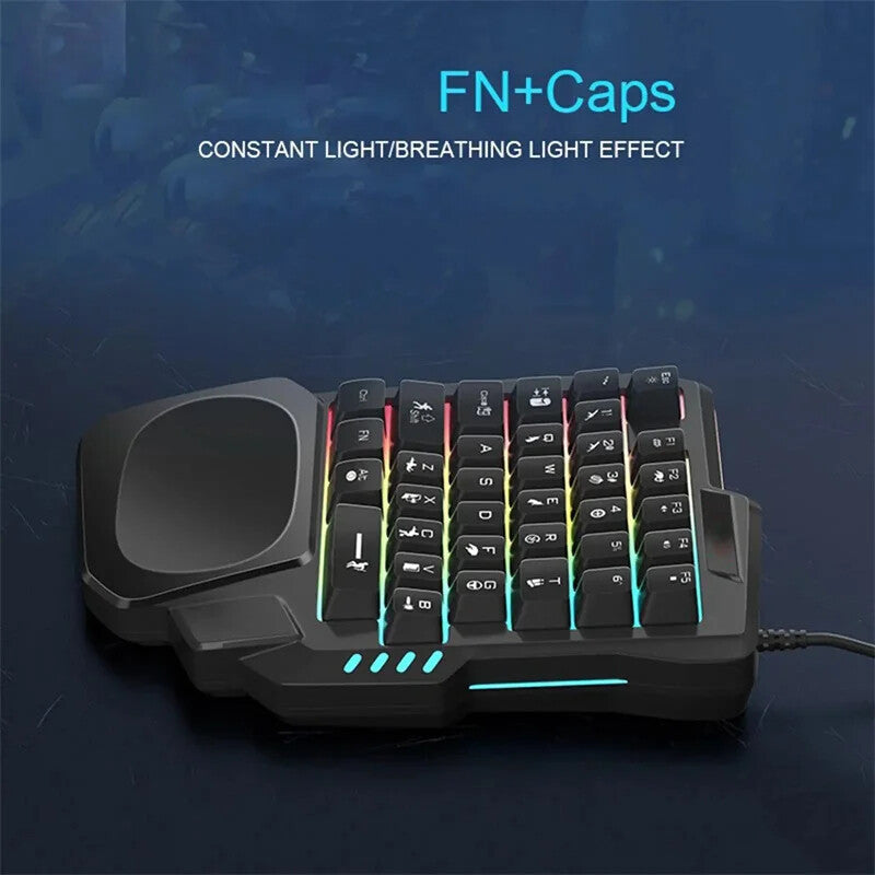 Wired Gaming Keyboard Single Hand 35 Keys RGB Backlight Anti-Ghosting