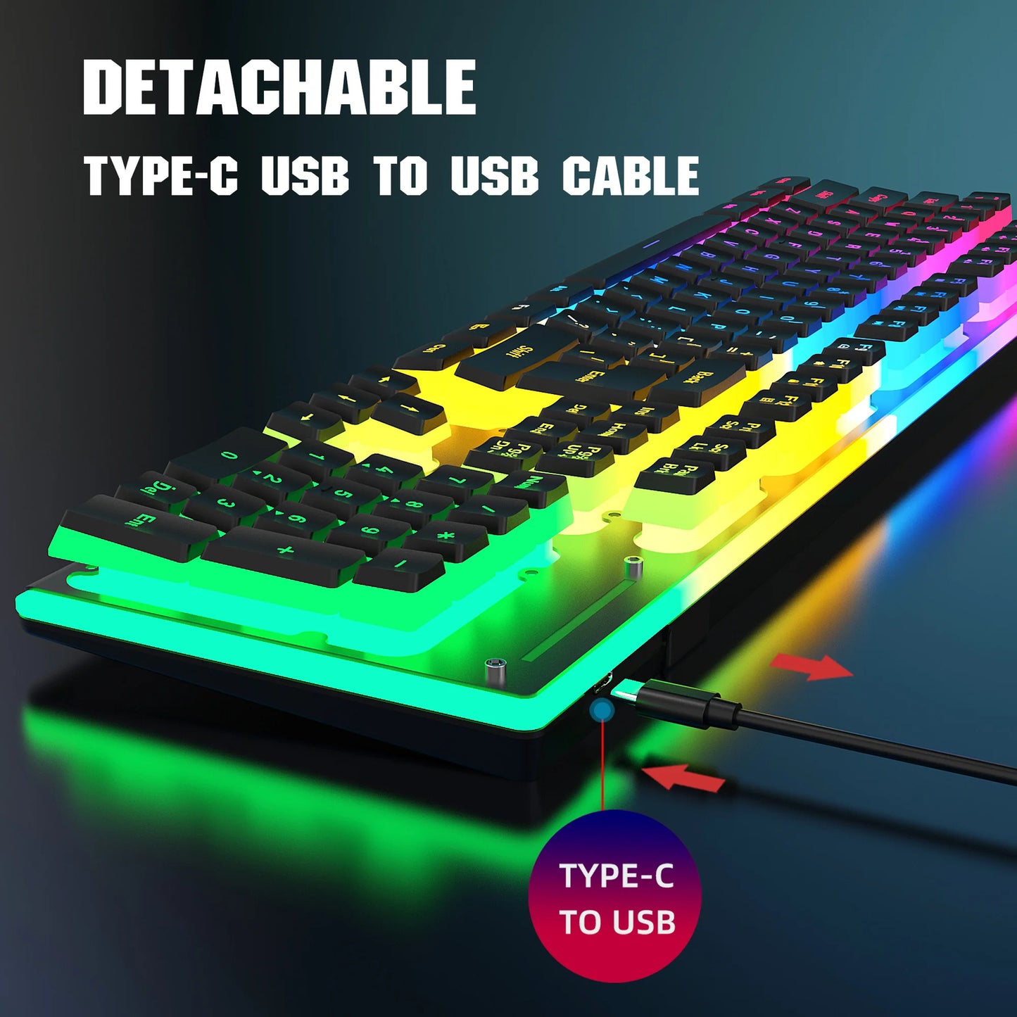Wireless Keyboard Mouse 104 Keys Translucent Design 6 awesome Backlight 4000 DPI