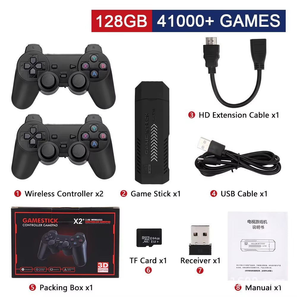 Retro 4K HD Video Game Console – 128GB, 40,000 Games, Wireless Controller, Plug