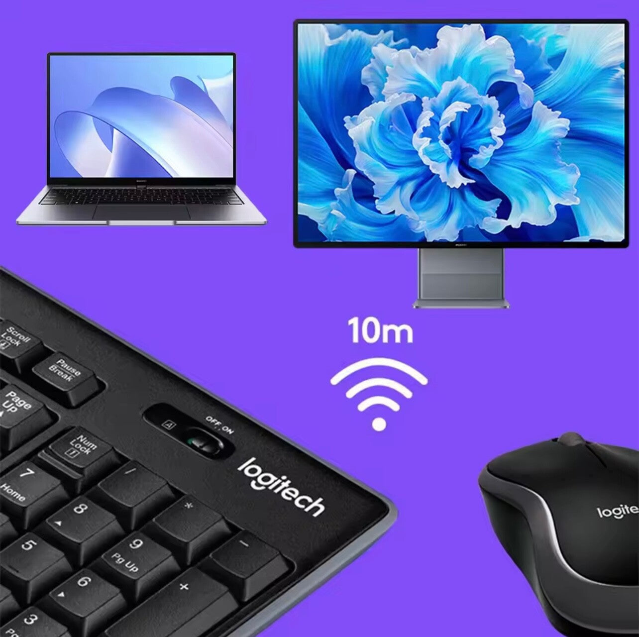 Logitech MK270 Wireless Keyboard Mouse Combo 2.4G USB Full Size 104 Keys PC