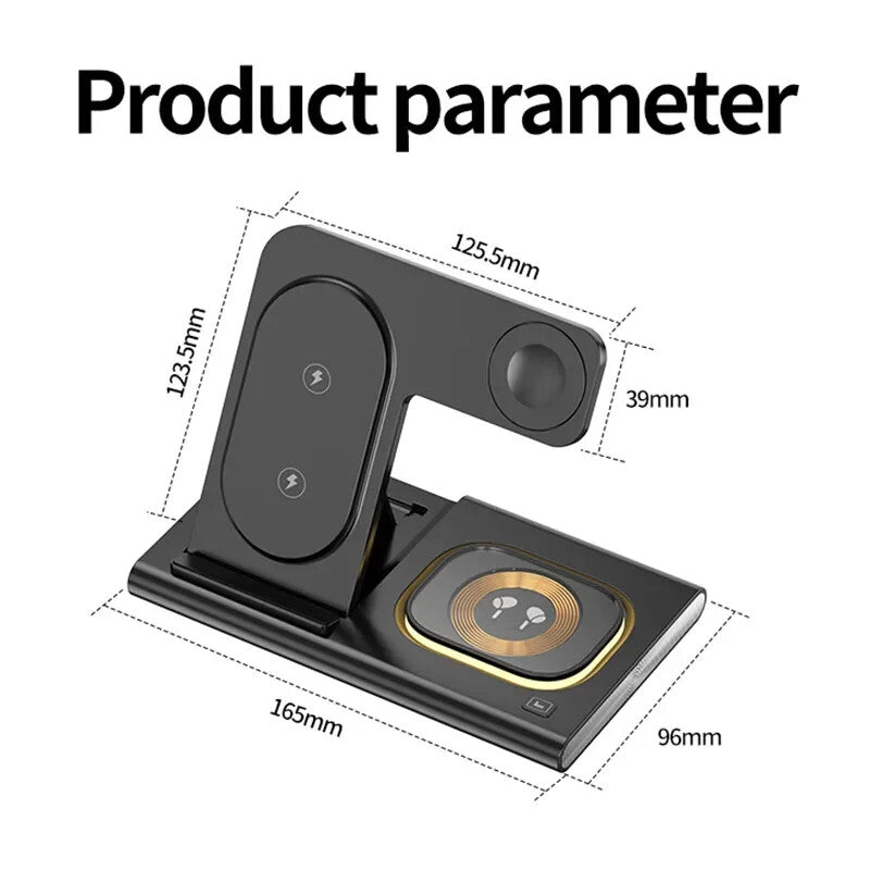 3 in 1 Wireless Fast Charger Stand LED Light Foldable for Samsung