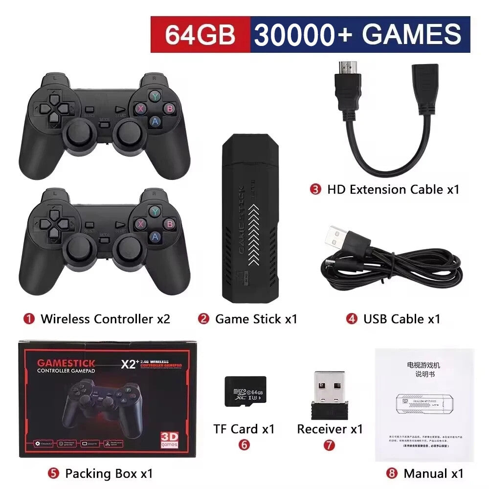 Retro 4K HD Video Game Console – 128GB, 40,000 Games, Wireless Controller, Plug