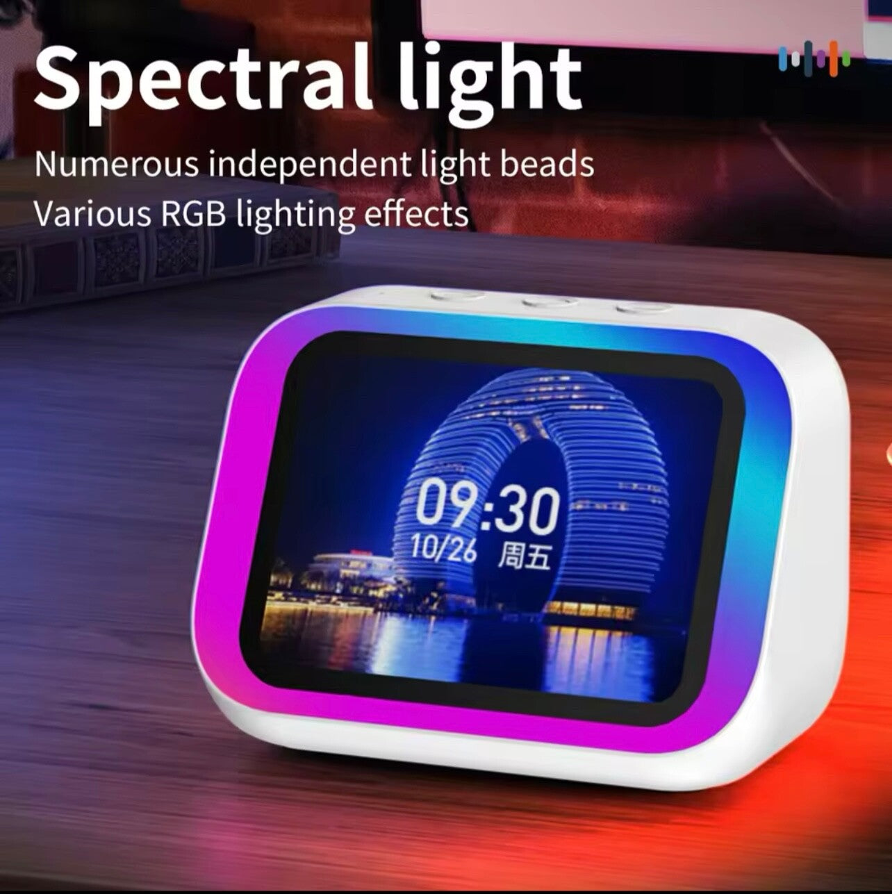 Smart Bluetooth Speaker Clock w/ Display, Weather, Temp, Voice Assistant