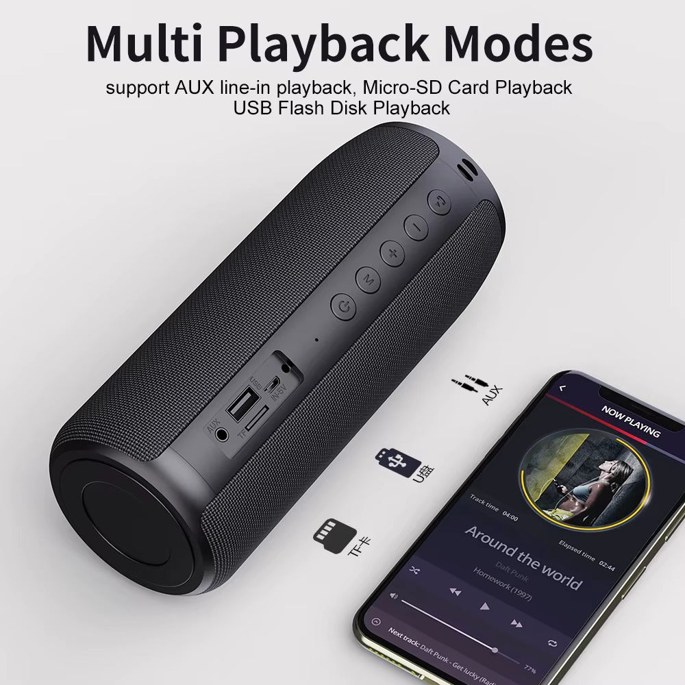 PORTABLE BLUETOOTH SPEAKER HEAVY BASS STEREO 3D SURROUND AUX MICRO CARD USB MIC