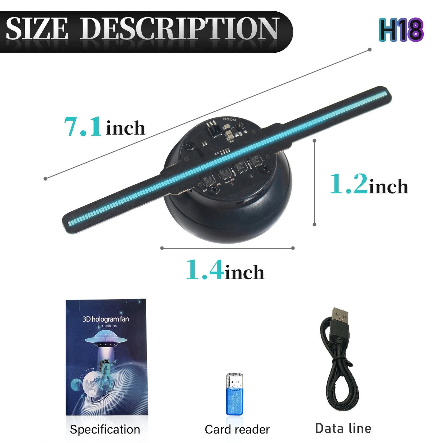 3D Hologram Fan 224 LED 10 - 20 cm WiFi Advertising Player Holographic Projector