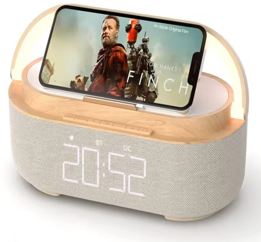 Bluetooth Speaker Clock 15W Wireless Charger Night Light Alarm 1800mAh