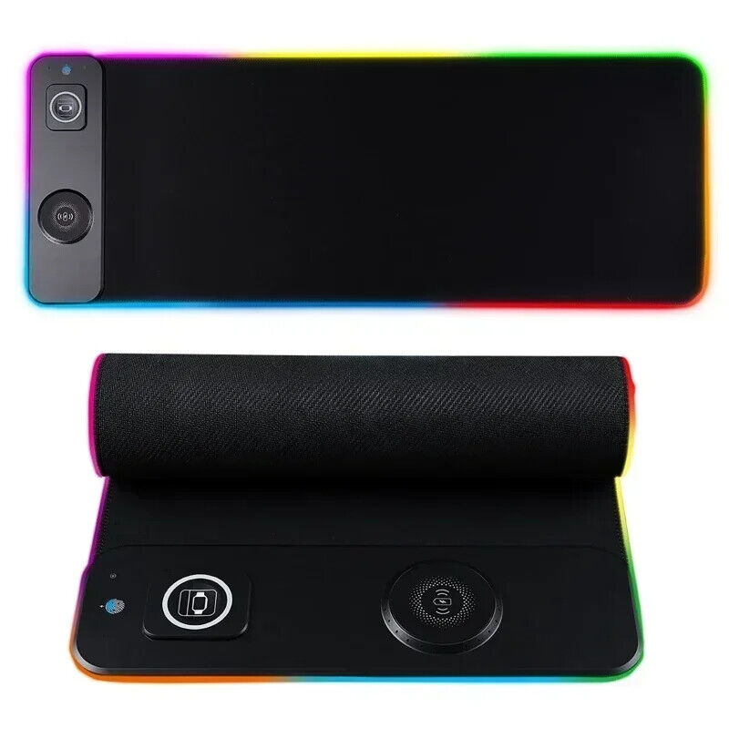 RGB LUMINOUS GAME DESK PAD MAT with MAGNETIC FAST WIRELESS CHARGER for PHONE
