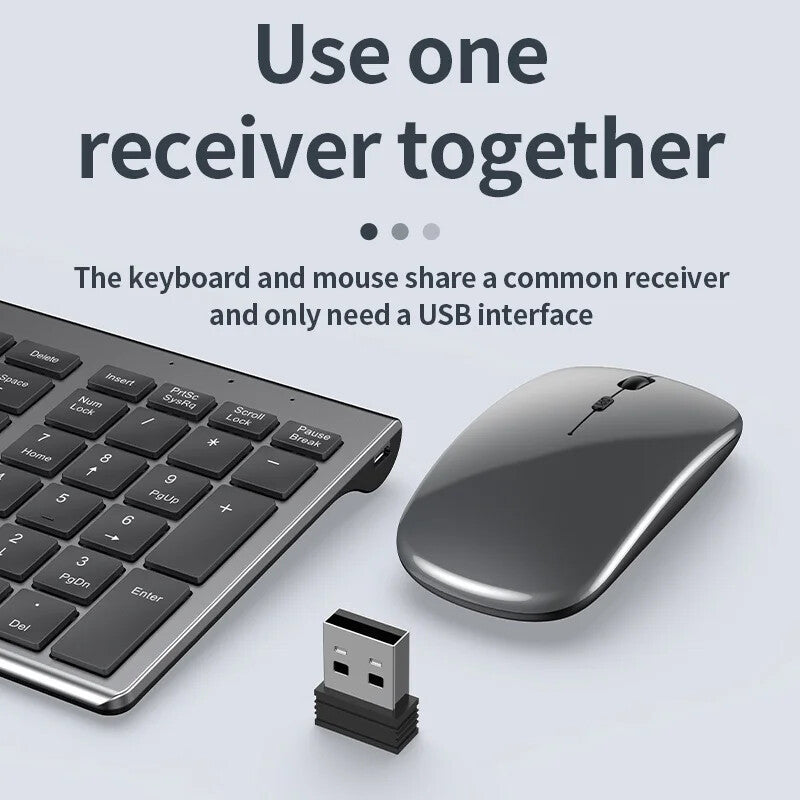 Wireless Keyboard Mouse Slim Rechargeable Multi-Device for Laptop Computer