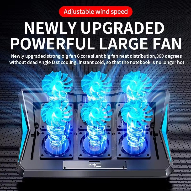 LAPTOP COOLING PAD STAND with Six FANS ADJUSTABLE SILENT for Laptop Below 17"
