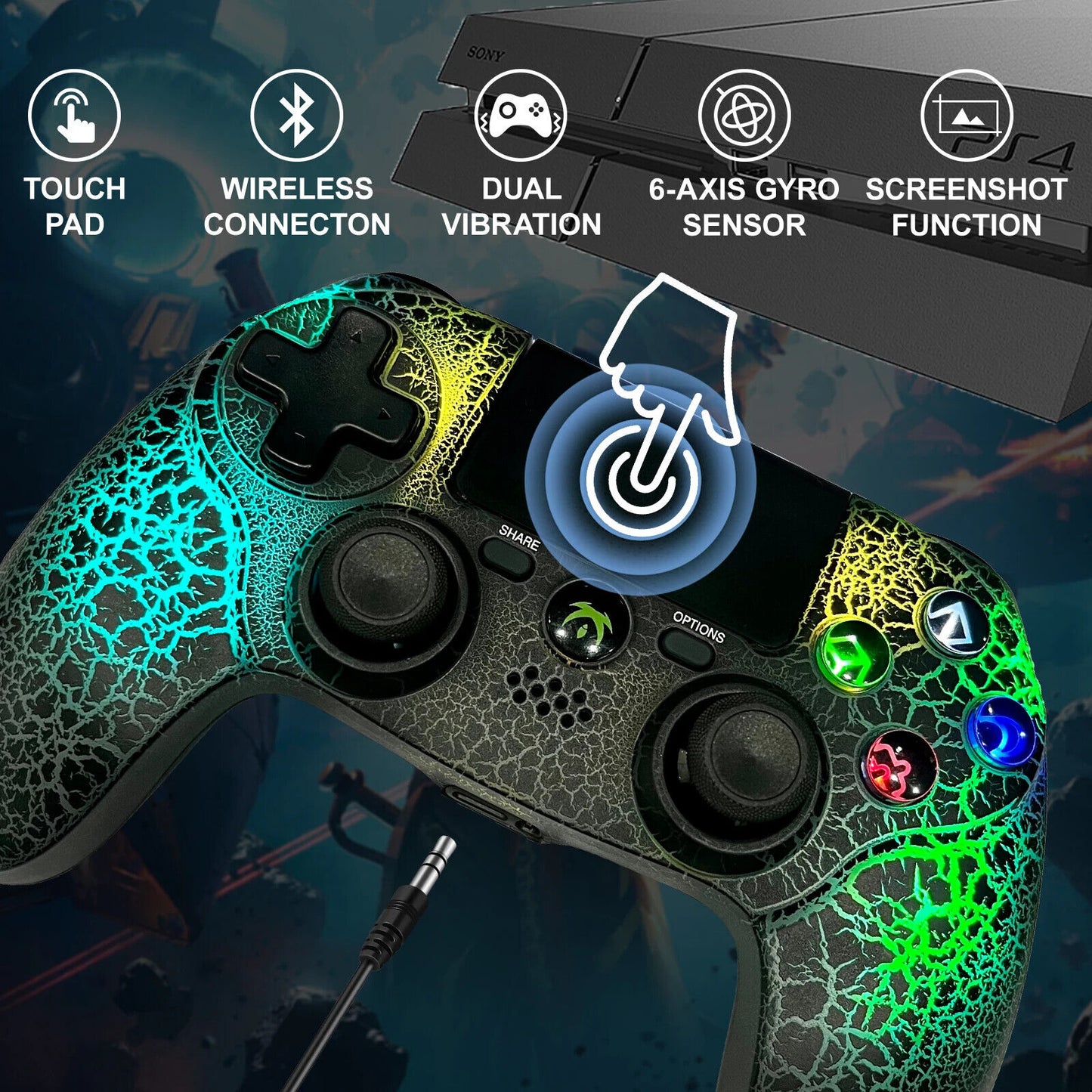 Wireless Controller for PS4/Slim, PS3, iPhone, iPad, iOS, Android, PC β Dual Vib