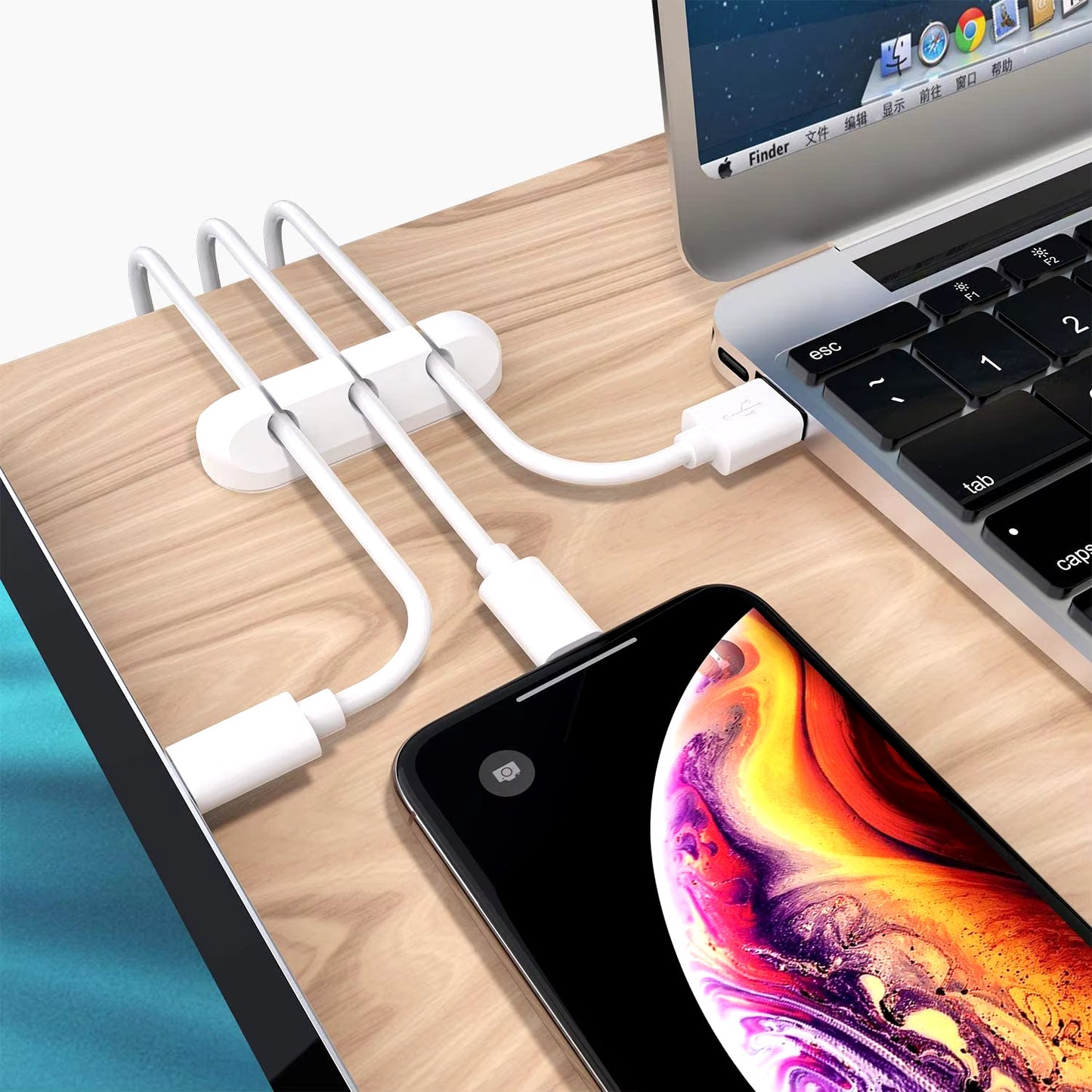 Silicone USB Cable Organizer – Cable Winder, Desktop Tidy, Wire Management Clips