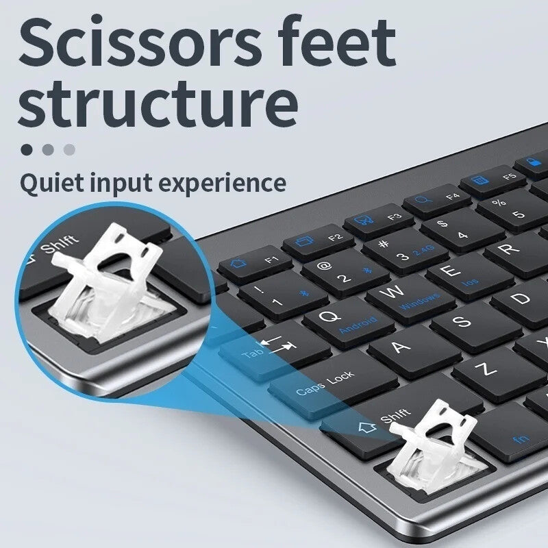 Wireless Keyboard Mouse Slim Rechargeable Multi-Device for Laptop Computer