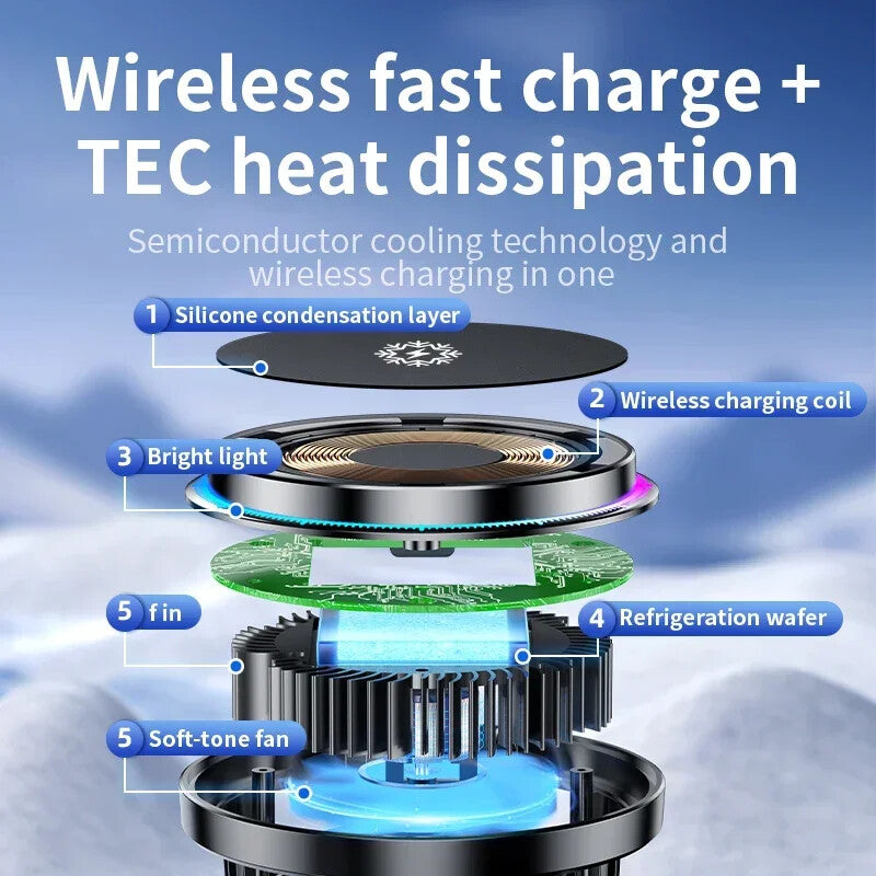 MAGNETIC WIRELESS CAR CHARGER MOUNT PHONE HOLDER FAST For APPLE IPHONE COOLING