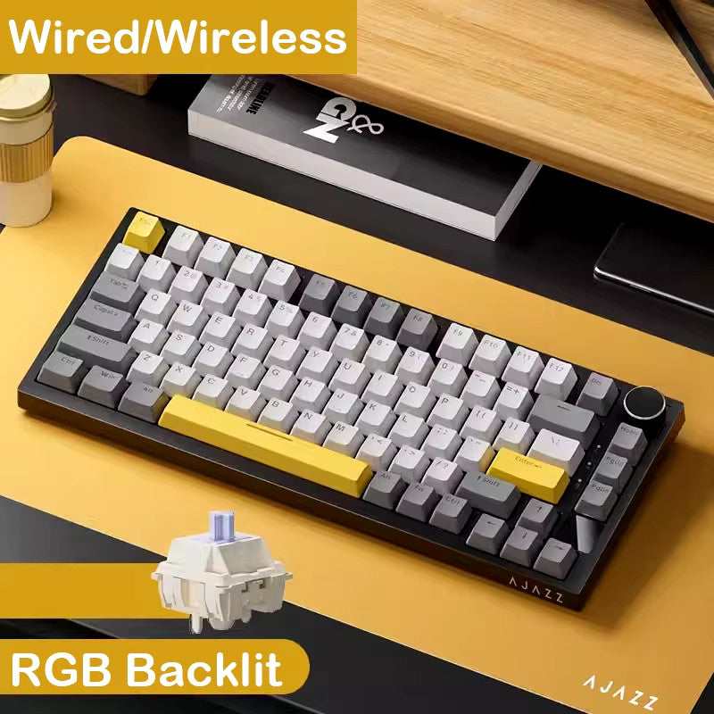 AJAZZ AK820 Pro Mechanical Gaming Keyboard TFT Screen RGB Tri-Mode Wired 2.4G Bluetooth