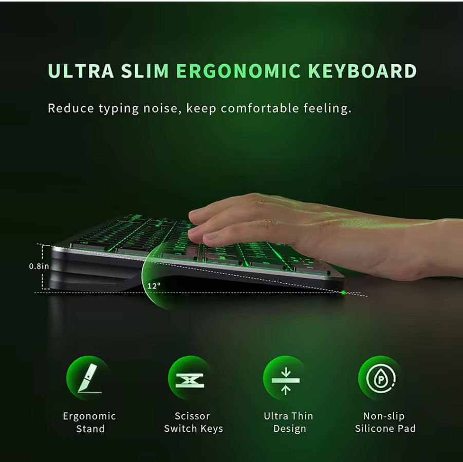 Bluetooth Backlit Wireless Keyboard Multi-Device for Laptop iPad Tablet MAC