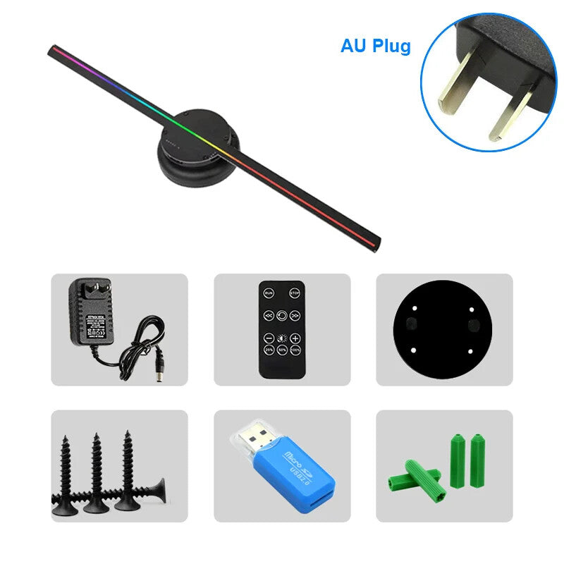 HOLOGRAM FAN PROJECTOR 3D HD BIG 42CM 244 LED HOLOGRAPHIC BLUETOOTH with SD CARD