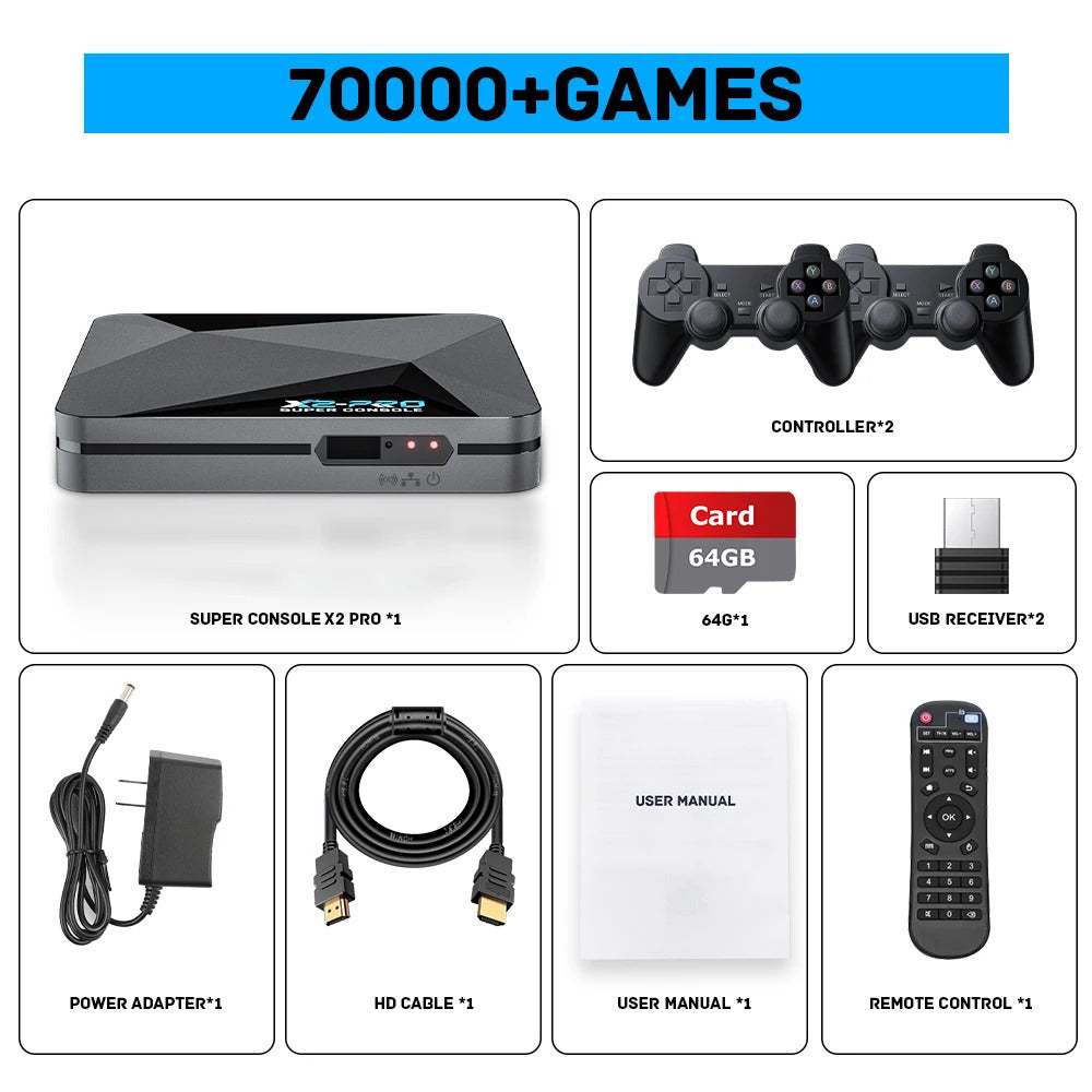 4K Retro Video Game Console Gamepad Super X2 Pro Wifi Bluetooth with 90000 Games