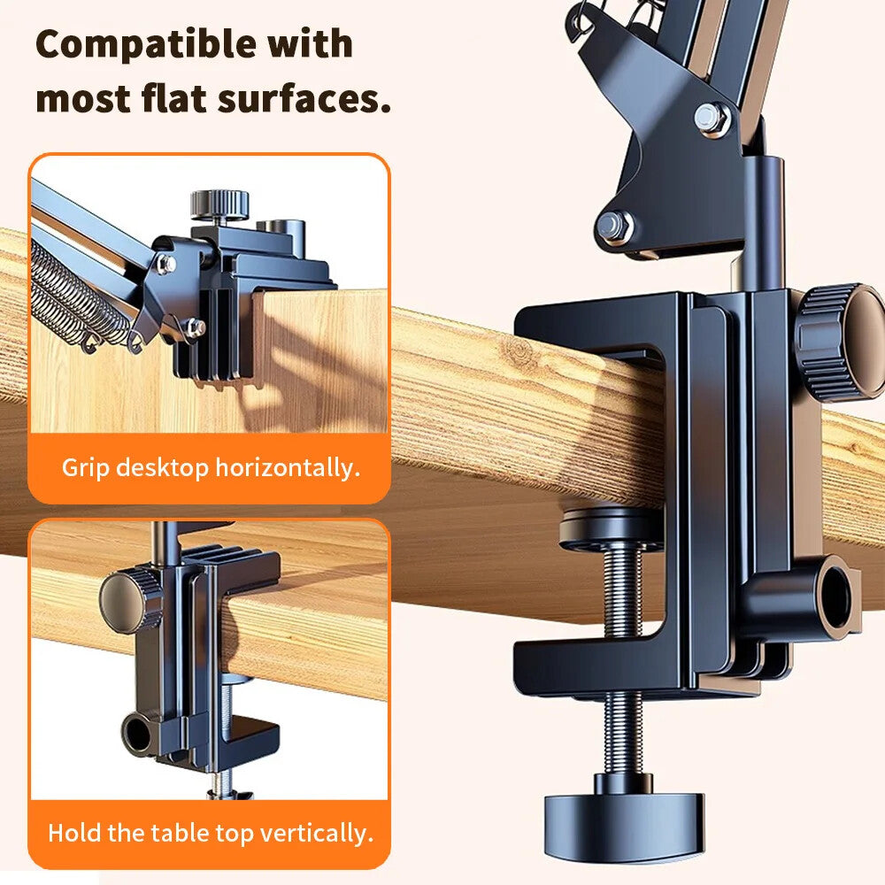 ADJUSTABLE LONG ARM TABLET STAND SMARTPHONE HOLDER DESKTOP ROTATING CLAMP MOUNT