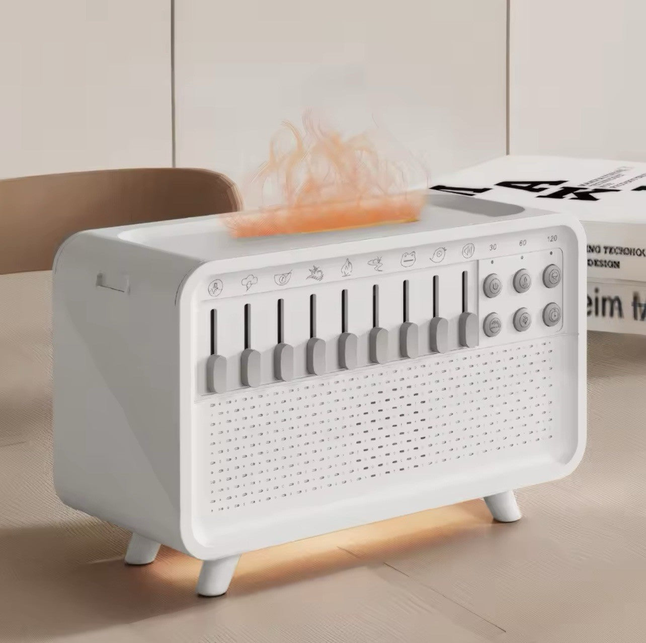 3in1 Flame Air Diffuser Humidifier Aromatherapy w/ Noise & Bluetooth Music