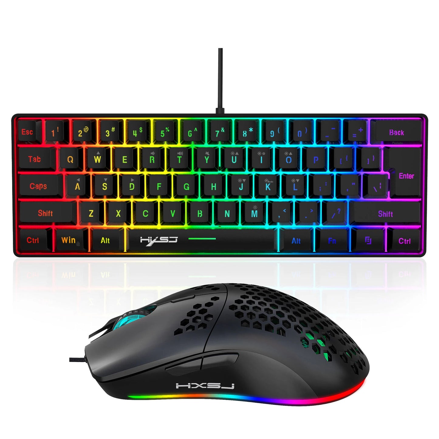 Wired Gaming Keyboard & Mouse Bundle 61-Key RGB Keyboard, 6-Button Programmable