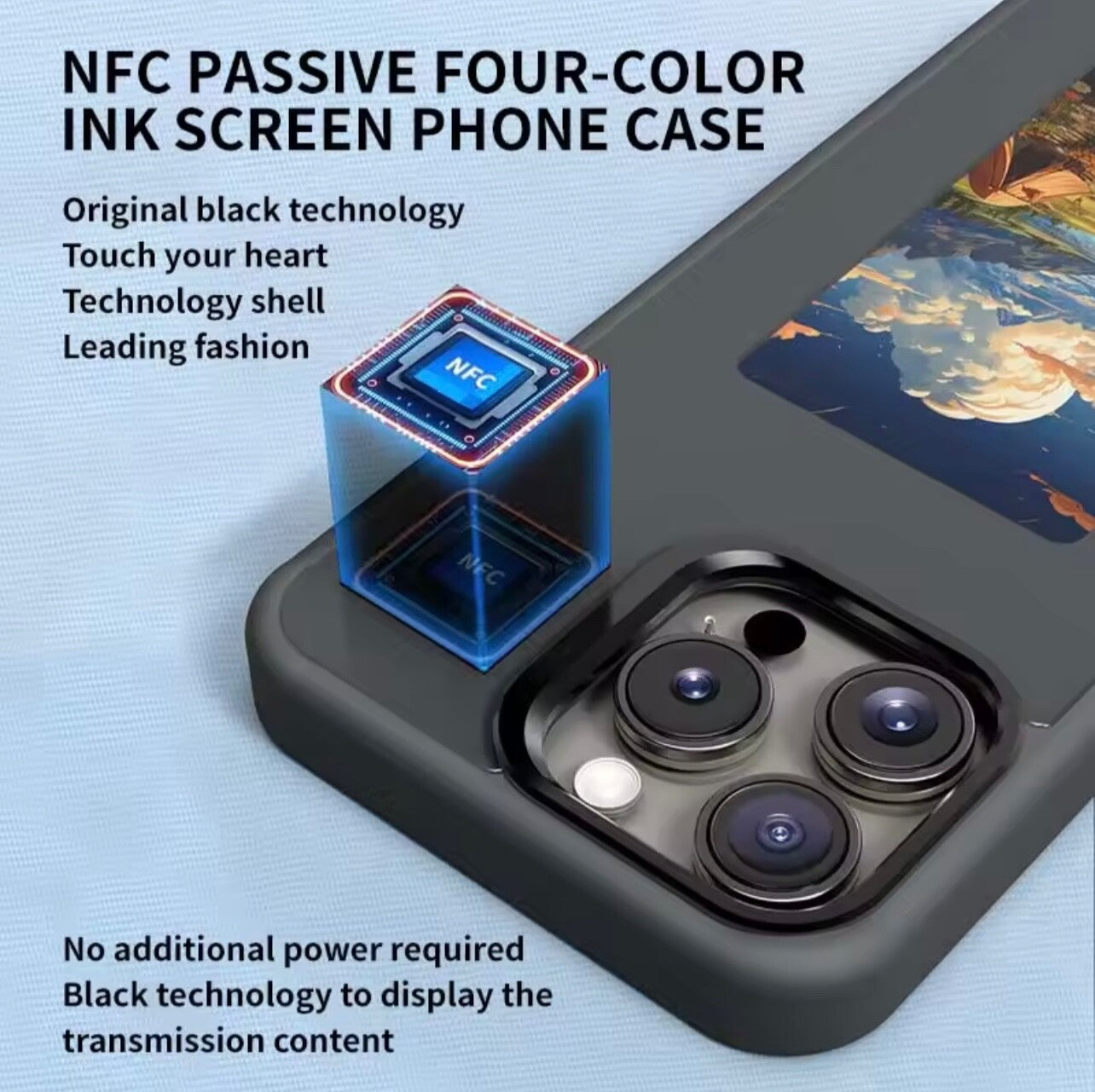 DIY AI Smart Ink Screen NFC Case iPhone 13 14 15 Pro Max Frosted High-End