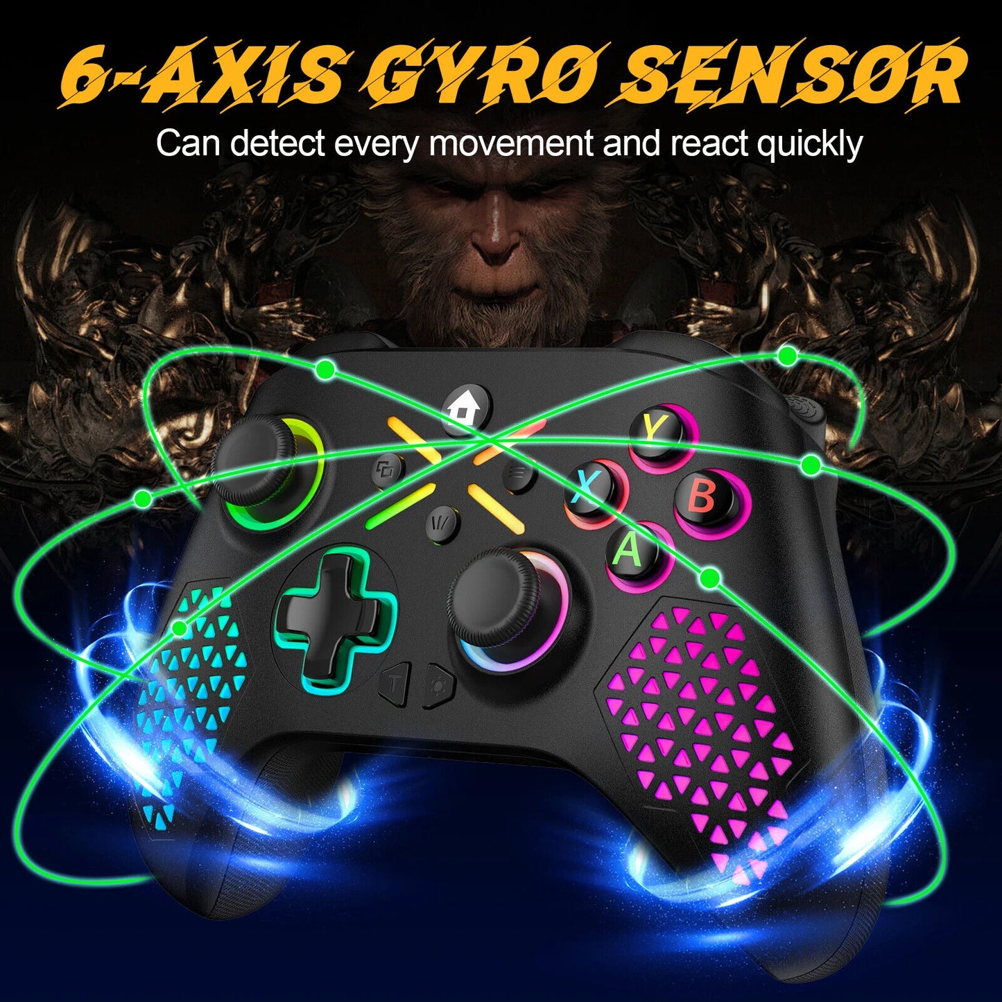 Wireless Gamepad Controller for Xbox One, RGB, Dual Vibration with Six Axis