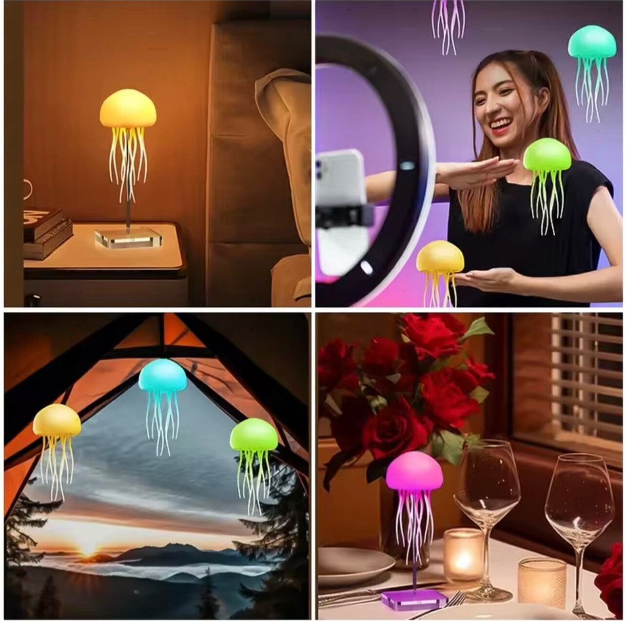 Cartoon RGB Jellyfish Night Light Voice Control Cute Desk/Bedside Lamp