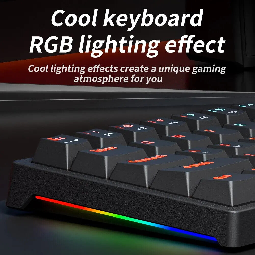 Wired Gaming Mechanical Keyboard 61 Keys Red Switch RGB Backlit Hot Swappable