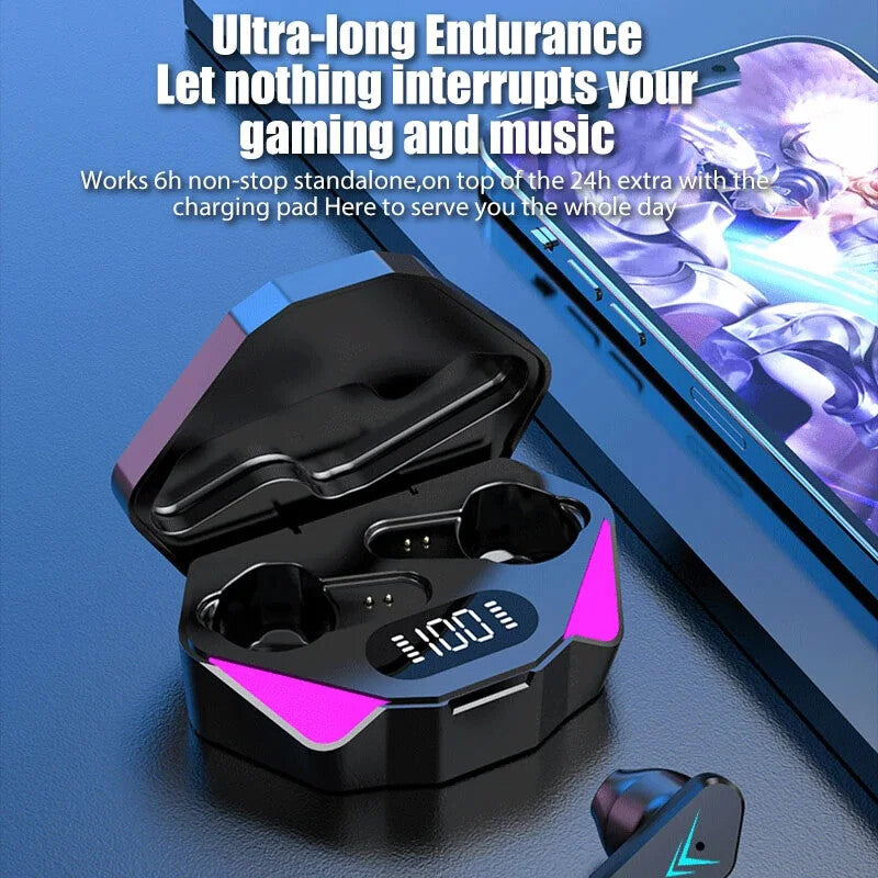 WIRELESS EARBUDS EARPHONE LED DISPLAY HIFI MUSIC STEREO SURROUND BASS GAMING