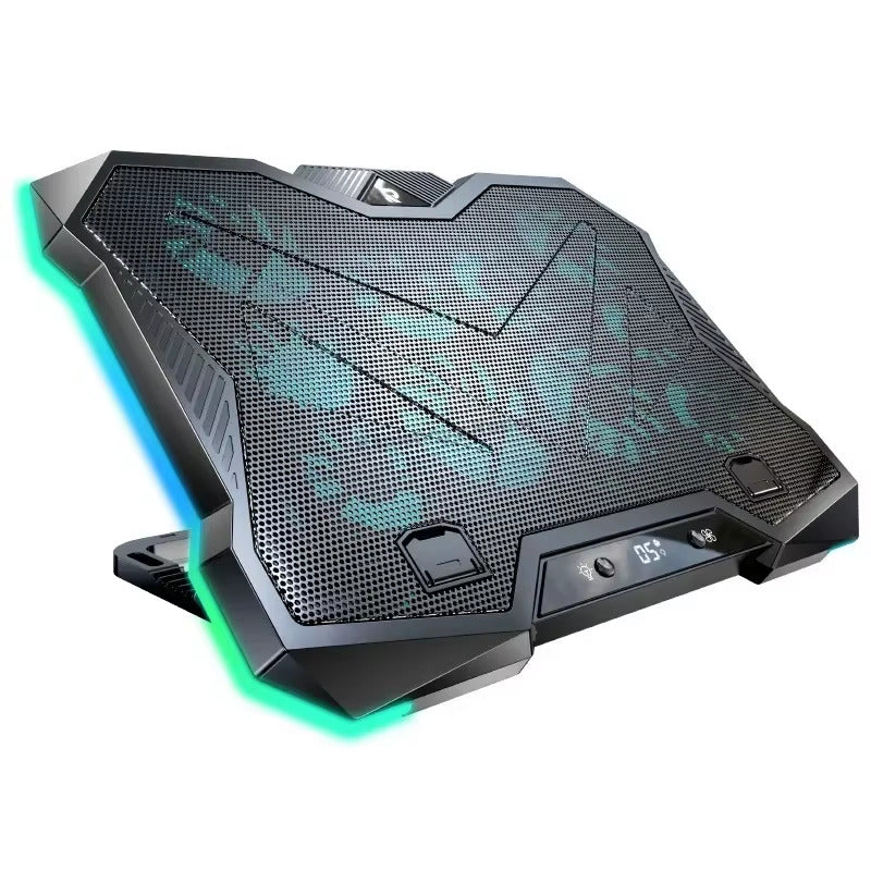 Laptop Cooling Pad 10 Quiet Fans RGB Stand w/ Digital Display for 12β18β Laptops