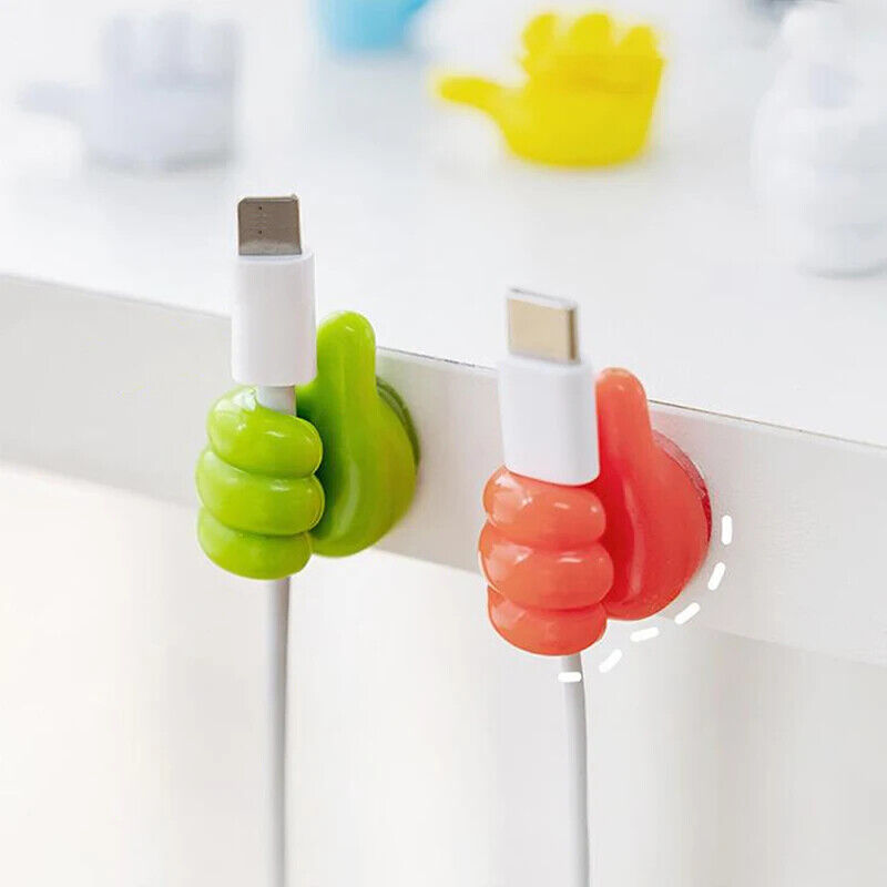 5/10/20Pc Silicone Thumb Wall Hooks – Cable Clips, Wire Organizer, Adhesive Desk