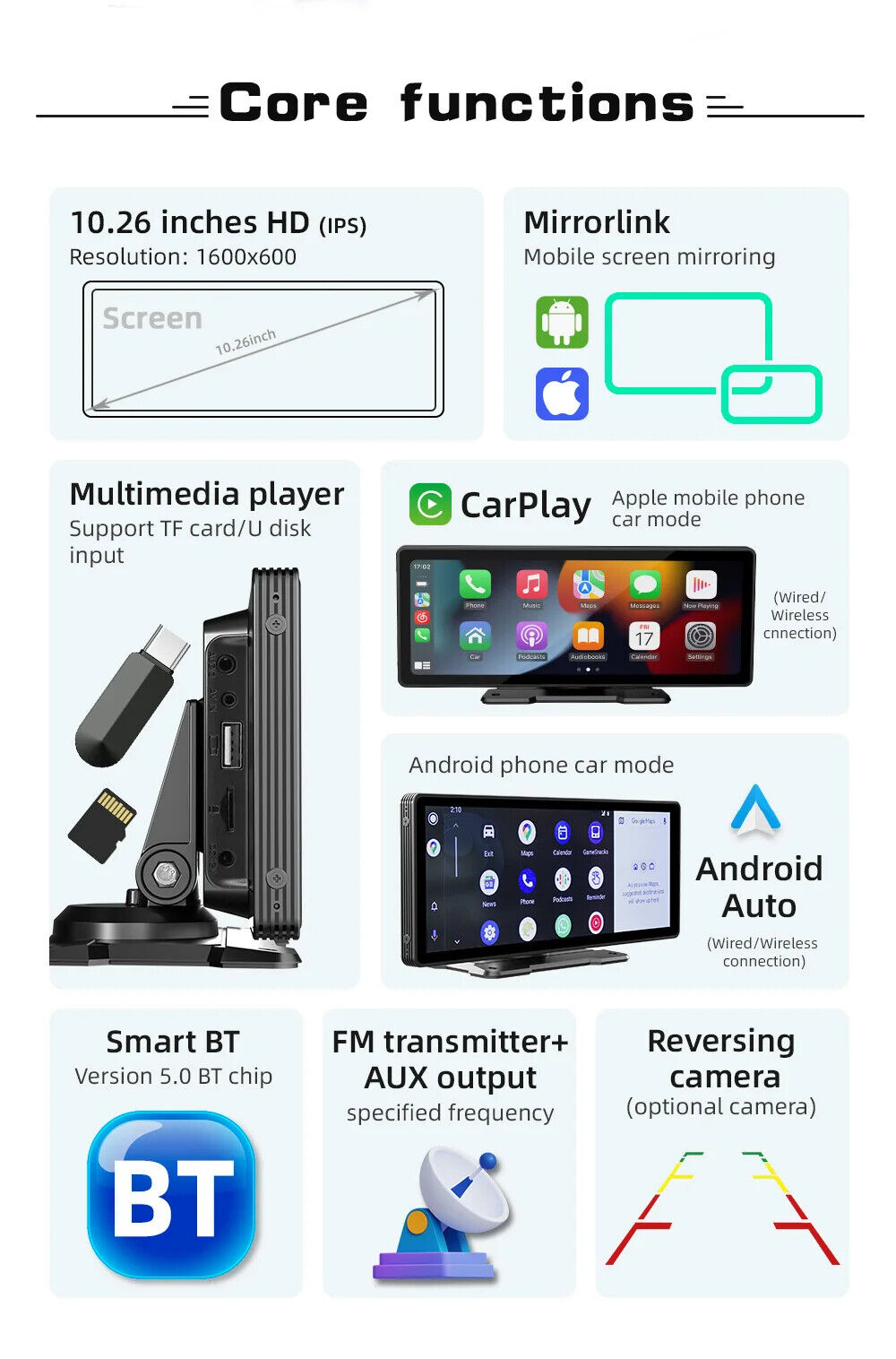 Universal 10.26β Car Radio Multimedia WIFI Player Wireless Carplay Apple Android