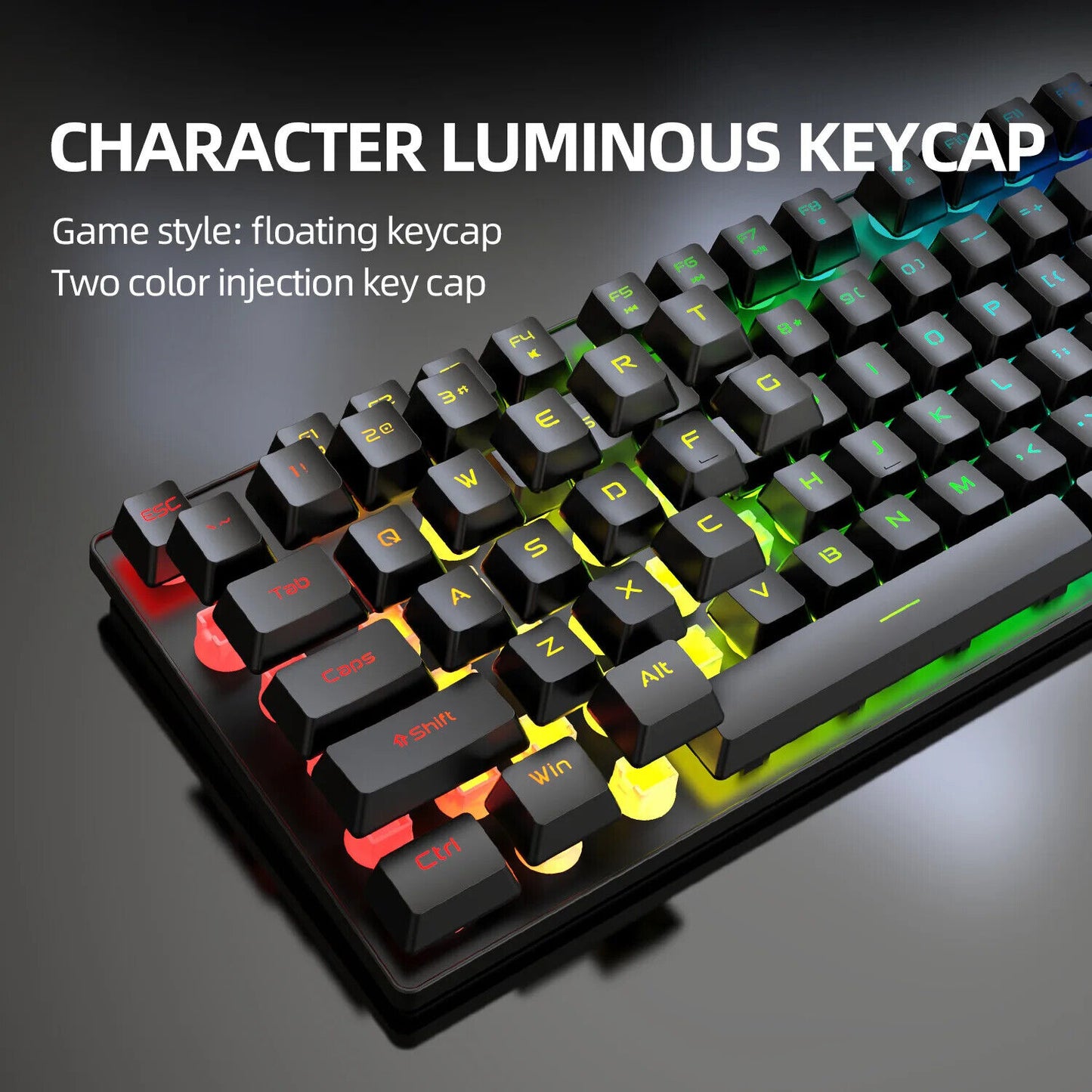 2.4G WIRELESS KEYBOARD MOUSE Set RGB BACKLIGHT RECHARGABLE KEYCAP RETRO