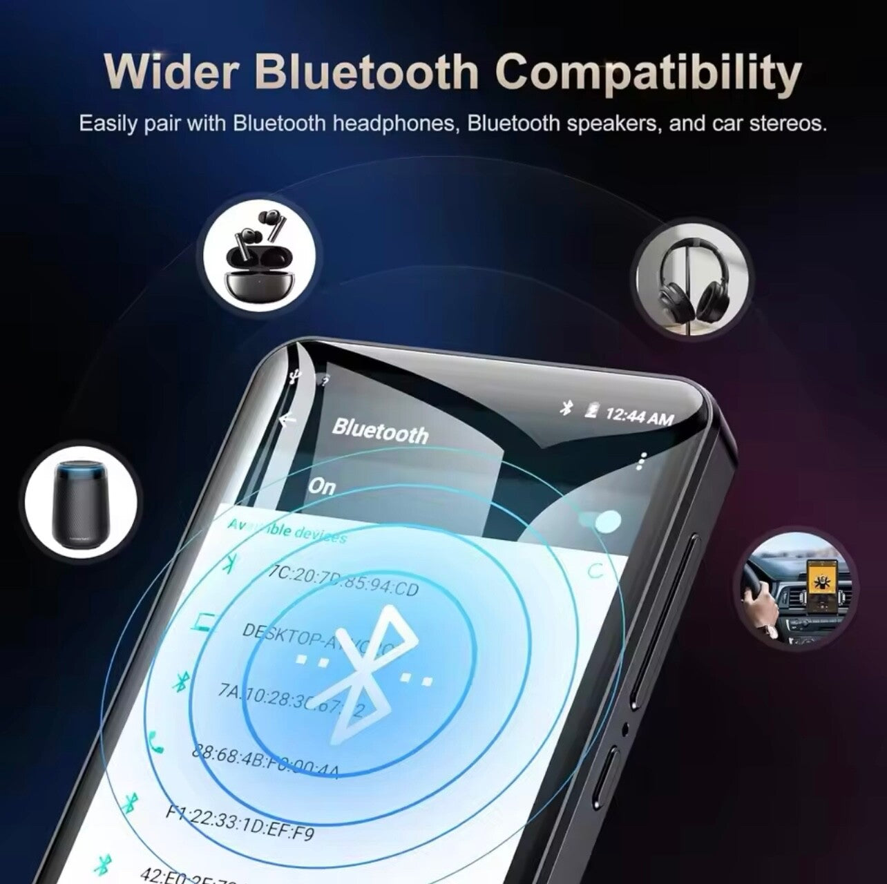 4β WiFi MP3 MP4 Player Bluetooth 5.0 HiFi Touch FM 1080P Speaker 16GB